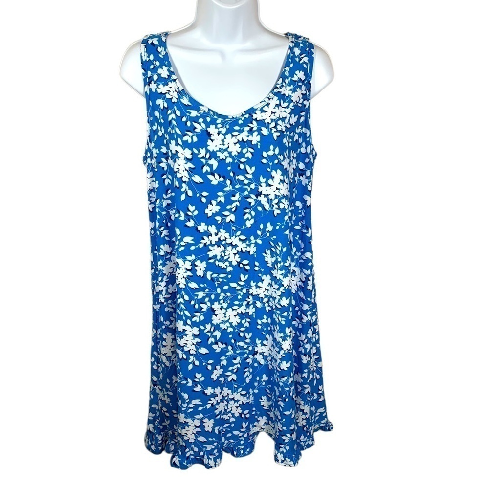 M New Draper James Blue & White Floral Sleeveless Dress Stretch Small